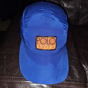 Polo Sport 5 Panel Nylon Strap Back Hat Orange Blue RARE $130obo